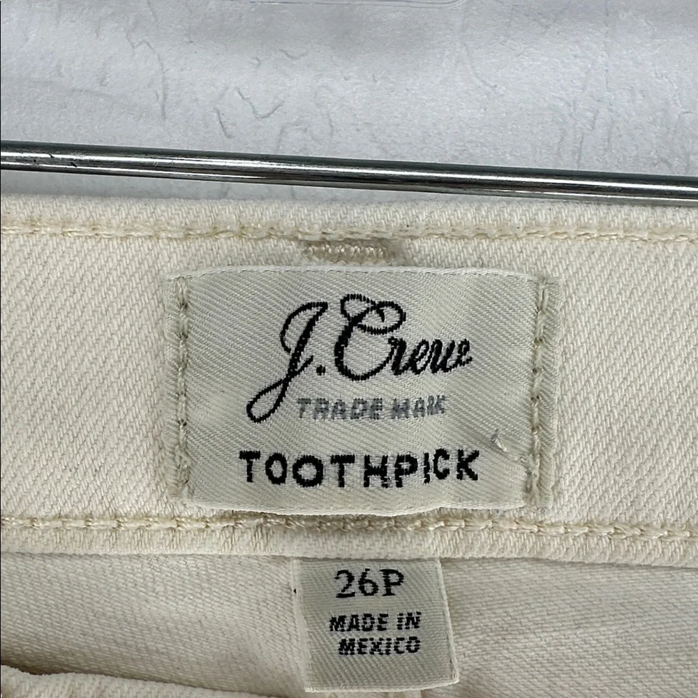 J. Crew Women's toothpick Skinny Jeans white Cream 26p cotton blend‎ y2k ankle
